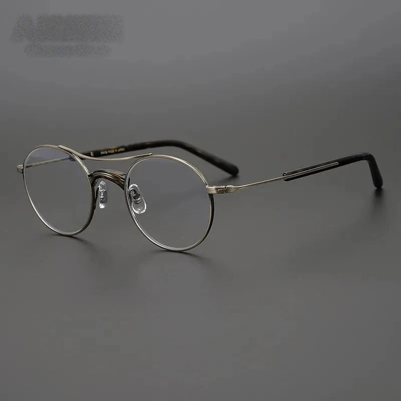 Aimee Unisex Full Rim Double Bridge Round Titanium Acetate Eyeglasses GMS106 - Bronze | Aimee at FuzWeb