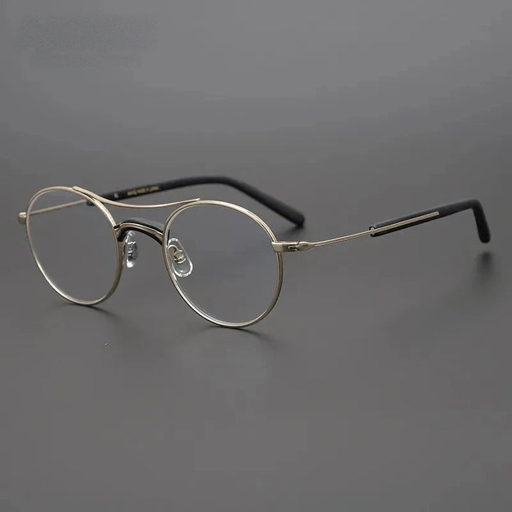 Aimee Unisex Full Rim Double Bridge Round Titanium Acetate Eyeglasses GMS106 - Golden | Aimee at FuzWeb