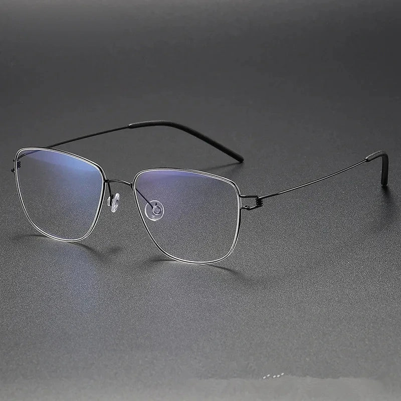 Aimee Unisex Full Rim Square Screwless Titanium Eyeglasses Gustav - Black | Aimee at FuzWeb