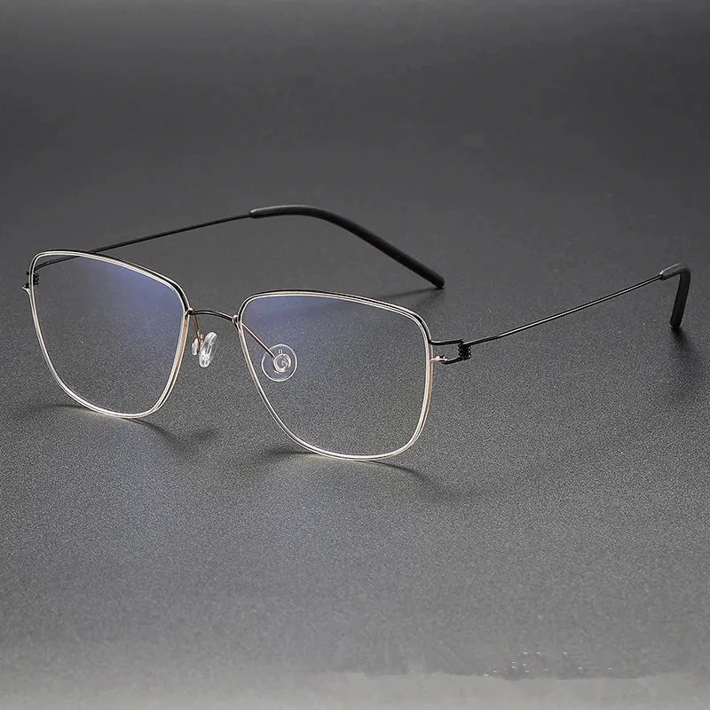 Aimee Unisex Full Rim Square Screwless Titanium Eyeglasses Gustav - Black-Golden | Aimee at FuzWeb