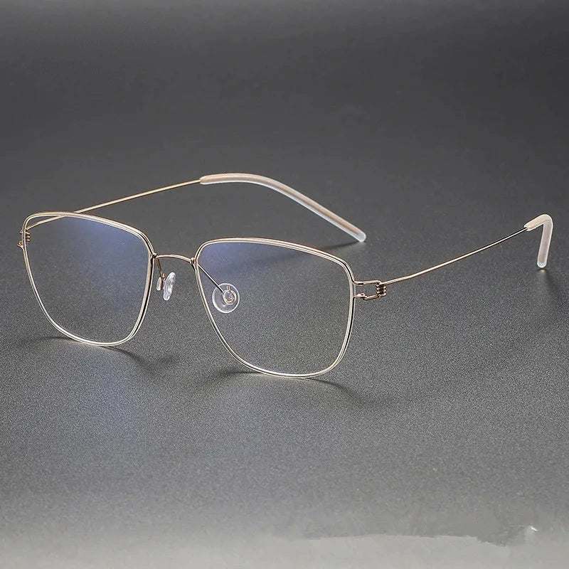 Aimee Unisex Full Rim Square Screwless Titanium Eyeglasses Gustav - Golden | Aimee at FuzWeb