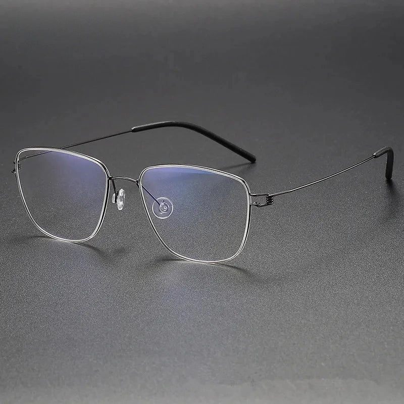 Aimee Unisex Full Rim Square Screwless Titanium Eyeglasses Gustav - Gun-Grey | Aimee at FuzWeb