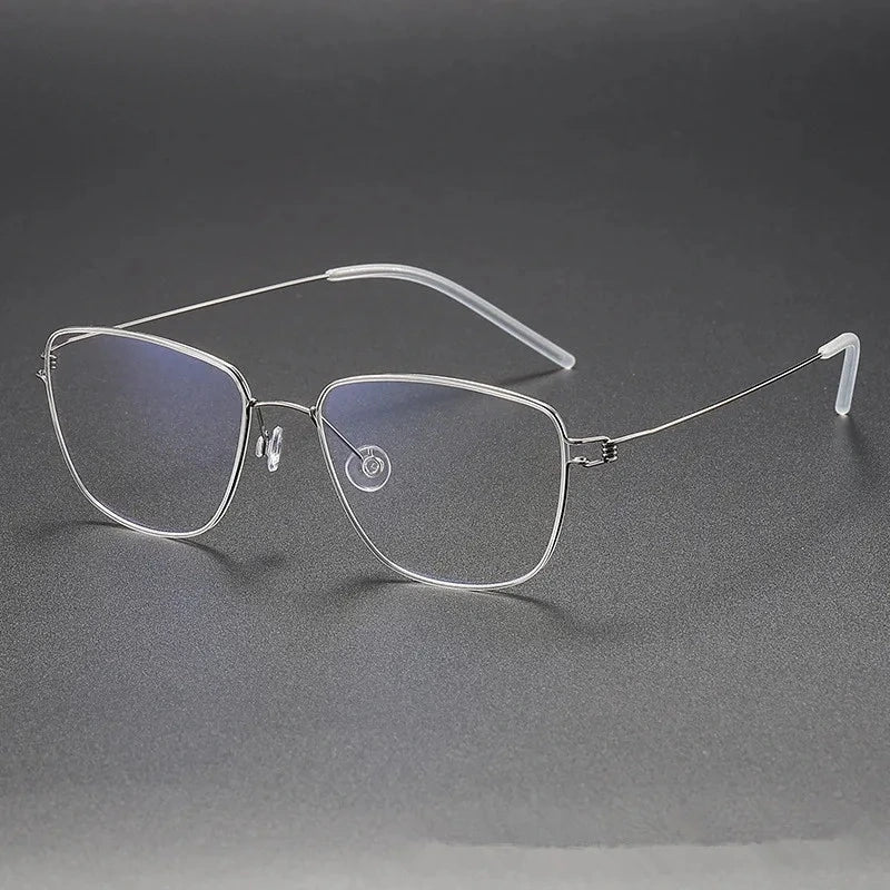 Aimee Unisex Full Rim Square Screwless Titanium Eyeglasses Gustav - Silver | Aimee at FuzWeb