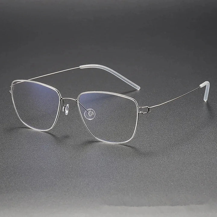 Aimee Unisex Full Rim Square Screwless Titanium Eyeglasses Gustav - Silver | Aimee at FuzWeb