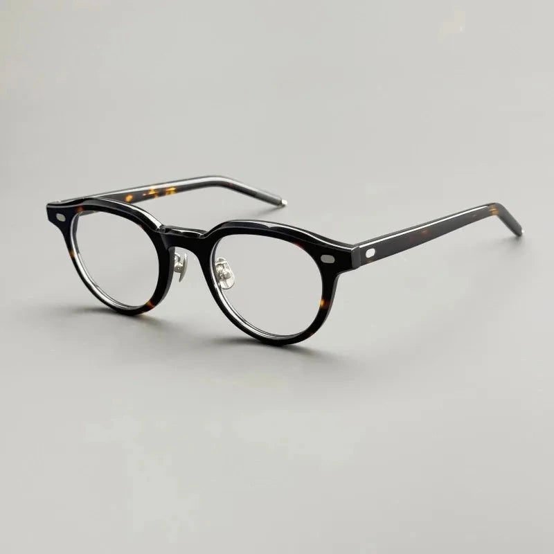 Aimee Unisex Full Rim Vintage Round Handmade Acetate Eyeglasses H152 - Tortoise | Aimee at FuzWeb