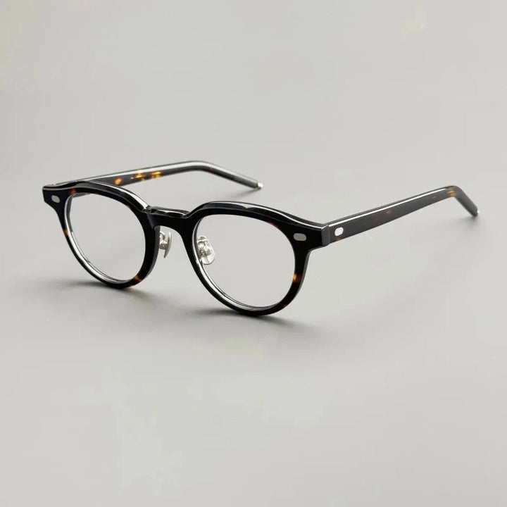 Aimee Unisex Full Rim Vintage Round Handmade Acetate Eyeglasses H152 - Tortoise | Aimee at FuzWeb