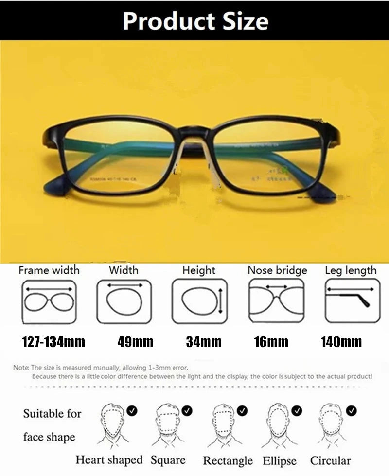 Aimee Kids Full Rim Square TR90 Silicone Eyeglasses 2027 - Size Chart