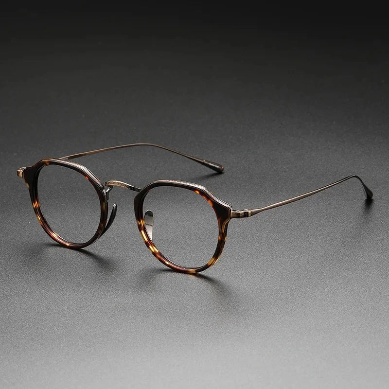 Aimee Unisex Full Rim Round Titanium Acetate Eyeglasses KMN1113 - Tortoise | Aimee at FuzWeb
