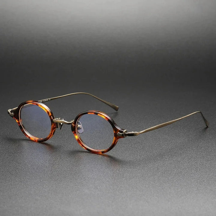 Aimee Unisex Full Rim Small Round Titanium Acetate Eyeglasses KMN181 - Tortoise | Aimee at FuzWeb