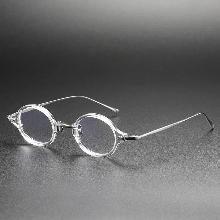 Aimee Unisex Full Rim Small Round Titanium Acetate Eyeglasses KMN181 - Transparent | Aimee at FuzWeb