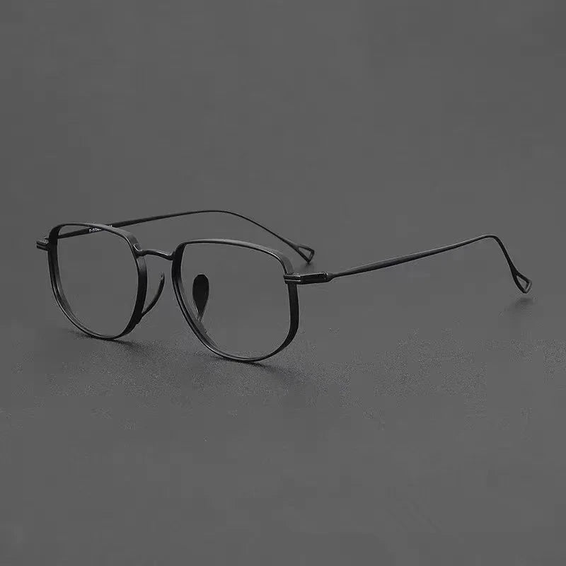 Aimee Unisex Full Rim Polygon Square Pure Titanium Eyeglasses KMN3004 - Black | Aimee at FuzWeb