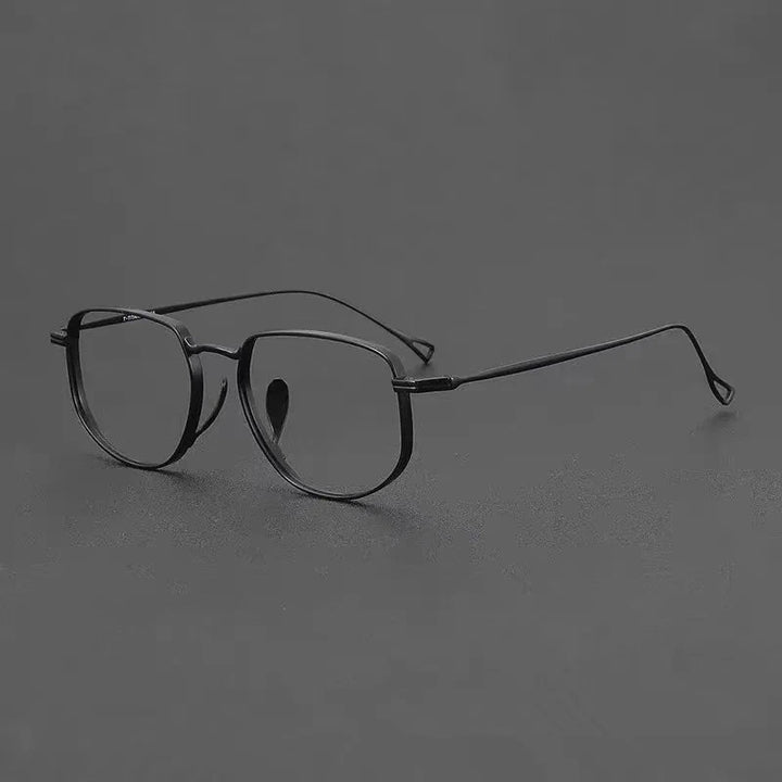 Aimee Unisex Full Rim Polygon Square Pure Titanium Eyeglasses KMN3004 - Black | Aimee at FuzWeb