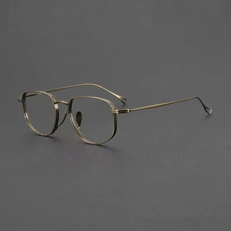 Aimee Unisex Full Rim Polygon Square Pure Titanium Eyeglasses KMN3004 - Bronze | Aimee at FuzWeb