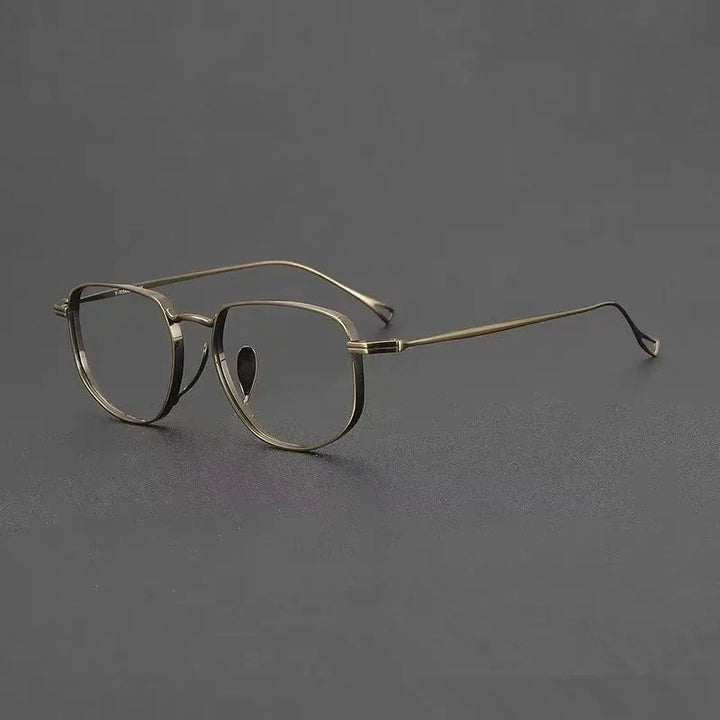 Aimee Unisex Full Rim Polygon Square Pure Titanium Eyeglasses KMN3004 - Bronze | Aimee at FuzWeb