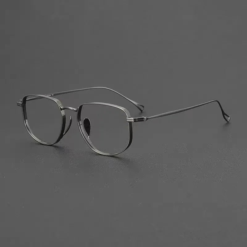 Aimee Unisex Full Rim Polygon Square Pure Titanium Eyeglasses KMN3004 - Gun-Grey | Aimee at FuzWeb