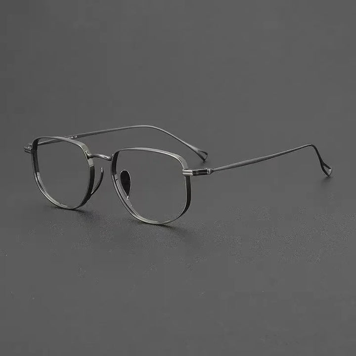 Aimee Unisex Full Rim Polygon Square Pure Titanium Eyeglasses KMN3004 - Gun-Grey | Aimee at FuzWeb
