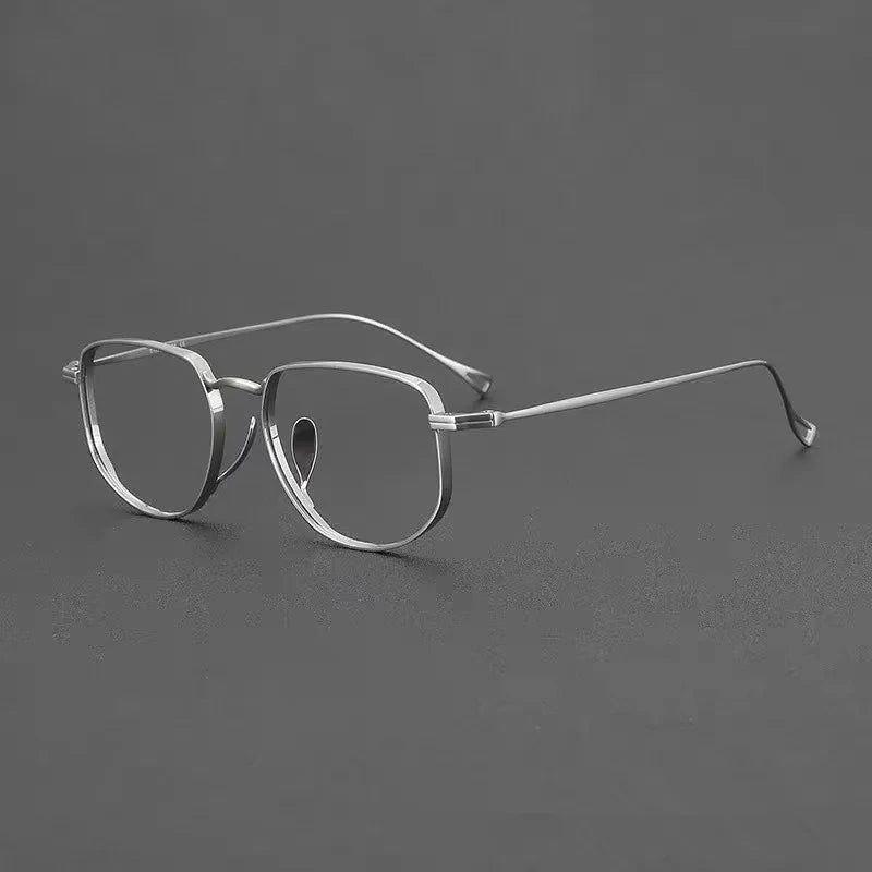 Aimee Unisex Full Rim Polygon Square Pure Titanium Eyeglasses KMN3004 - Silver | Aimee at FuzWeb