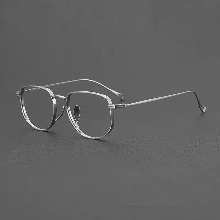 Aimee Unisex Full Rim Polygon Square Pure Titanium Eyeglasses KMN3004 - Silver | Aimee at FuzWeb