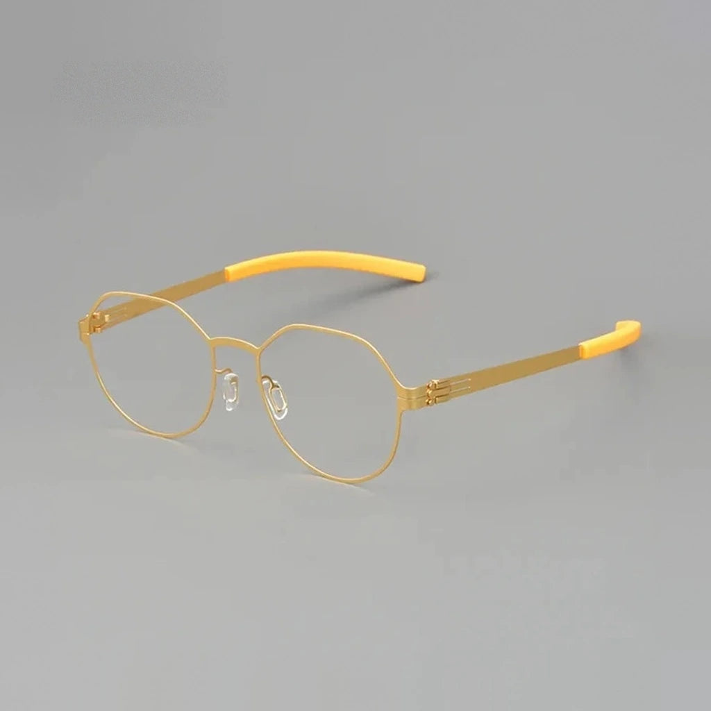 Aimee Unisex Full Rim Polygon Round Stainless Steel Eyeglasses Lio — view 1 | Aimee at FuzWeb