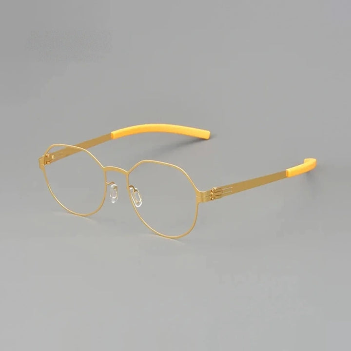 Aimee Unisex Full Rim Polygon Round Stainless Steel Eyeglasses Lio — view 1 | Aimee at FuzWeb