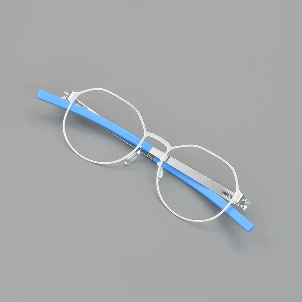 Aimee Unisex Full Rim Polygon Round Stainless Steel Eyeglasses Lio — view 3 | Aimee at FuzWeb