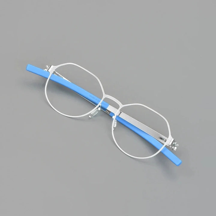 Aimee Unisex Full Rim Polygon Round Stainless Steel Eyeglasses Lio — view 3 | Aimee at FuzWeb