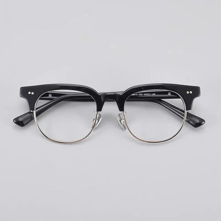 Aimee Unisex Full Rim Round Titanium Acetate Eyeglasses Mand — view 1 | Aimee at FuzWeb