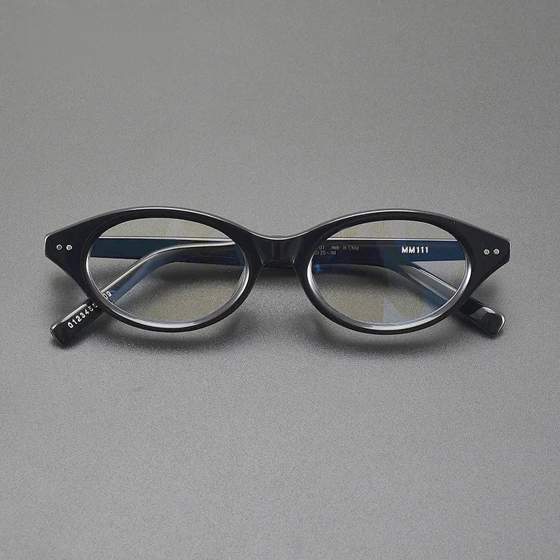 Aimee Unisex Full Rim Cat Eye Oval Handmade Acetate Eyeglasses MM11 - Black | Aimee at FuzWeb
