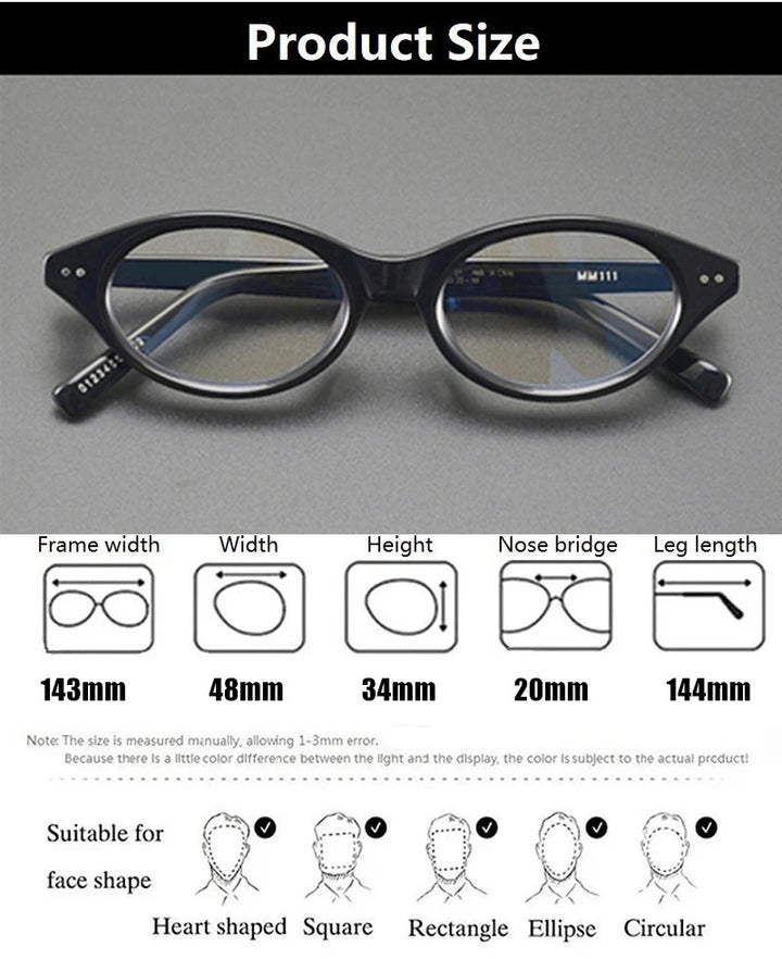 Aimee MM11 Eyeglasses — Frame Dimensions and Sizing Chart