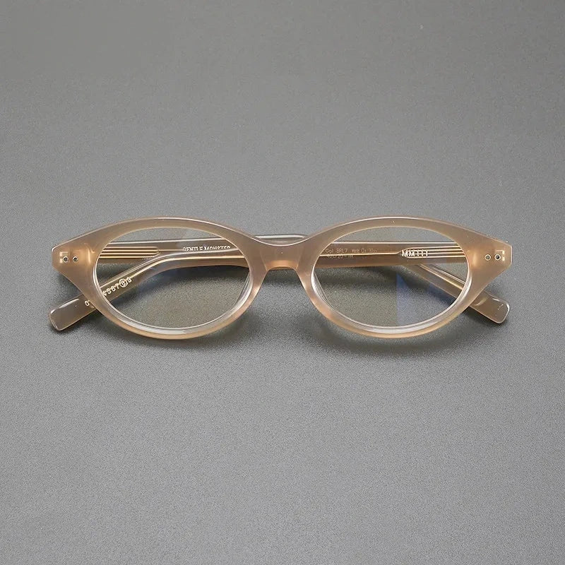 Aimee Unisex Full Rim Cat Eye Oval Handmade Acetate Eyeglasses MM11 - Tea | Aimee at FuzWeb