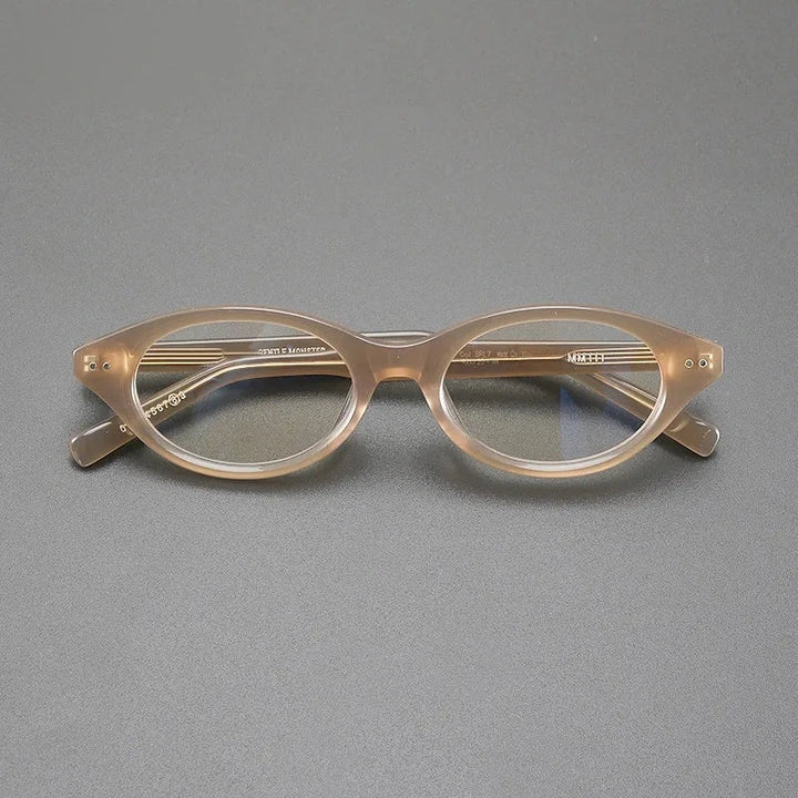 Aimee Unisex Full Rim Cat Eye Oval Handmade Acetate Eyeglasses MM11 - Tea | Aimee at FuzWeb