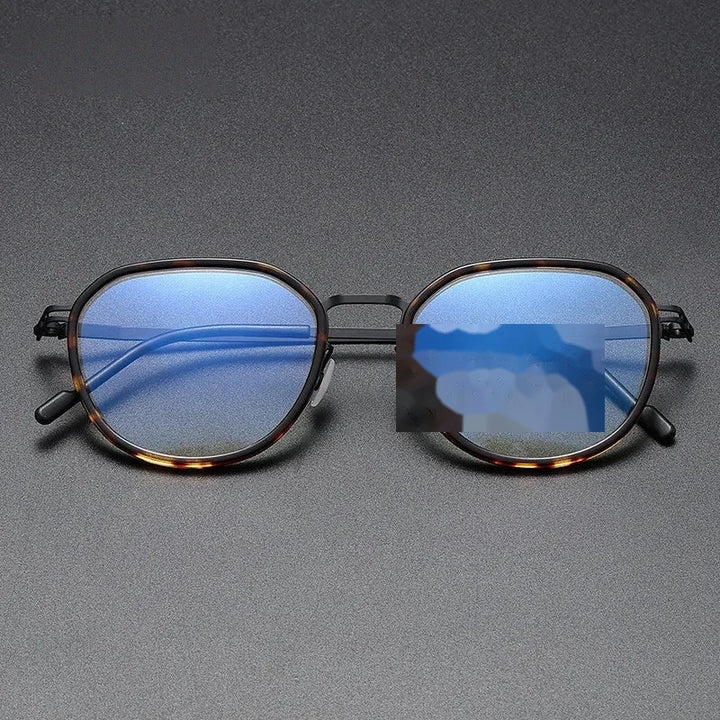 Aimee Unisex Full Rim Round Titanium Acetate Eyeglasses MY1002 - Tortoise-Black