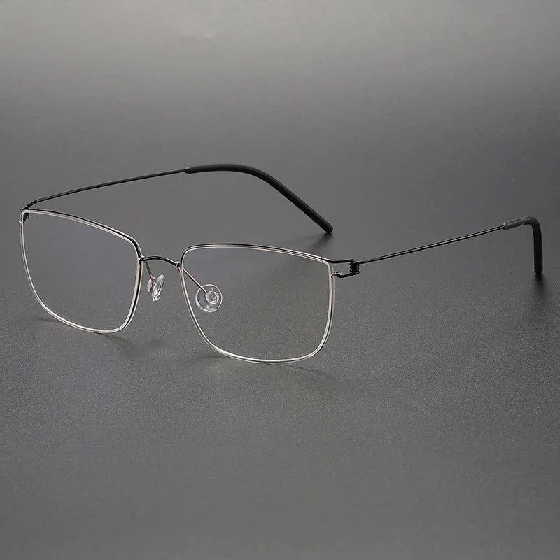Aimee Unisex Full Rim Square Screwless Titanium Eyeglasses Nicholas - Black-Golden | Aimee at FuzWeb