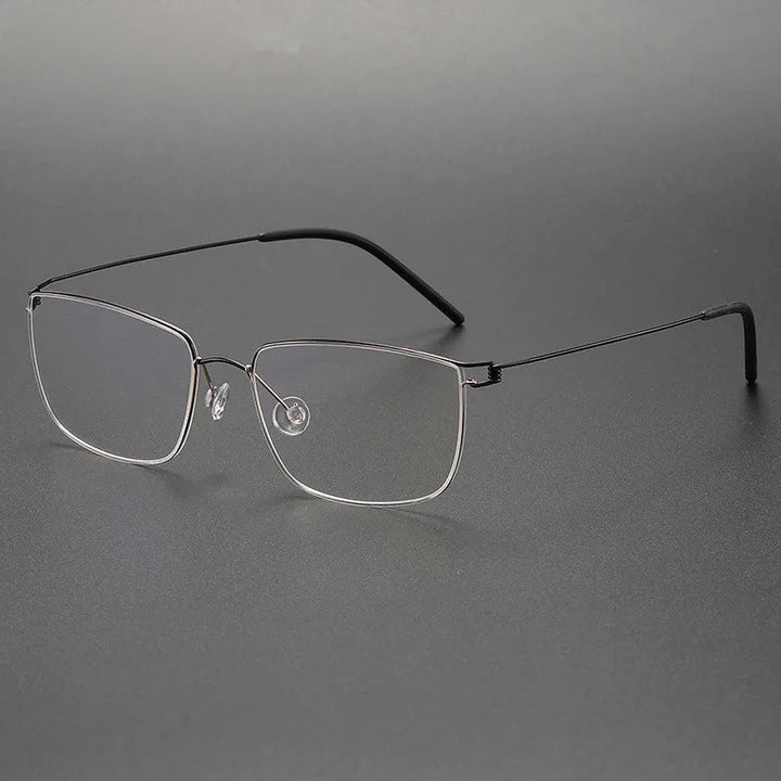 Aimee Unisex Full Rim Square Screwless Titanium Eyeglasses Nicholas - Black-Golden | Aimee at FuzWeb