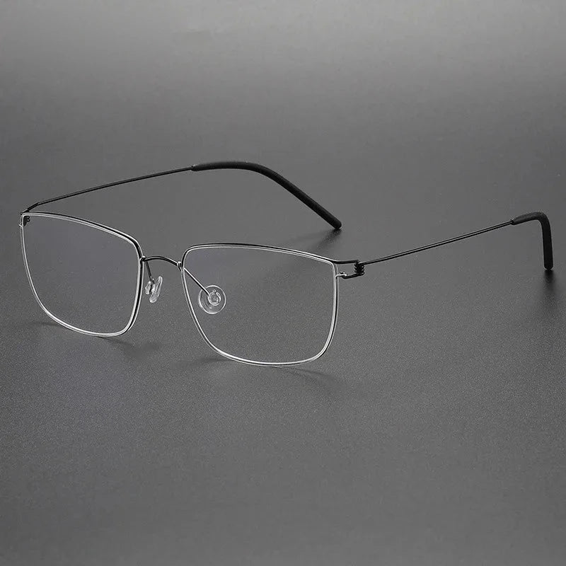 Aimee Unisex Full Rim Square Screwless Titanium Eyeglasses Nicholas - Black-Silver | Aimee at FuzWeb