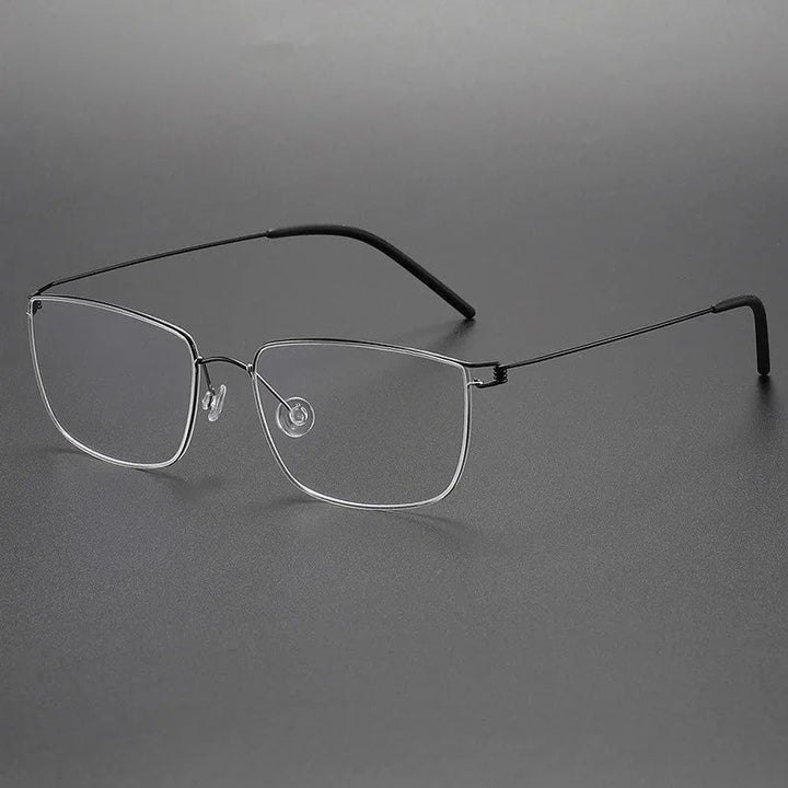 Aimee Unisex Full Rim Square Screwless Titanium Eyeglasses Nicholas - Black-Silver | Aimee at FuzWeb