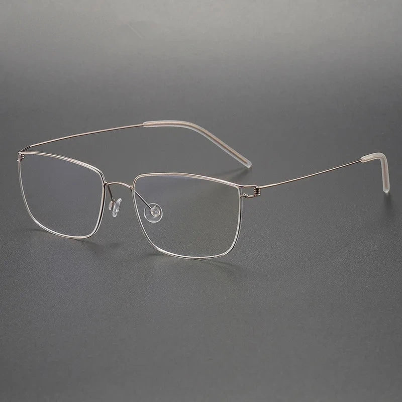 Aimee Unisex Full Rim Square Screwless Titanium Eyeglasses Nicholas - Golden | Aimee at FuzWeb