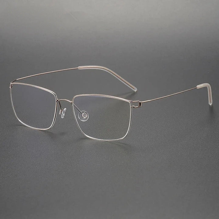 Aimee Unisex Full Rim Square Screwless Titanium Eyeglasses Nicholas - Golden | Aimee at FuzWeb