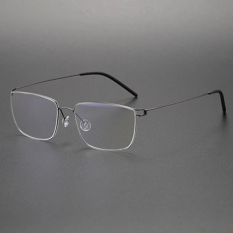 Aimee Unisex Full Rim Square Screwless Titanium Eyeglasses Nicholas - Gun-Grey | Aimee at FuzWeb