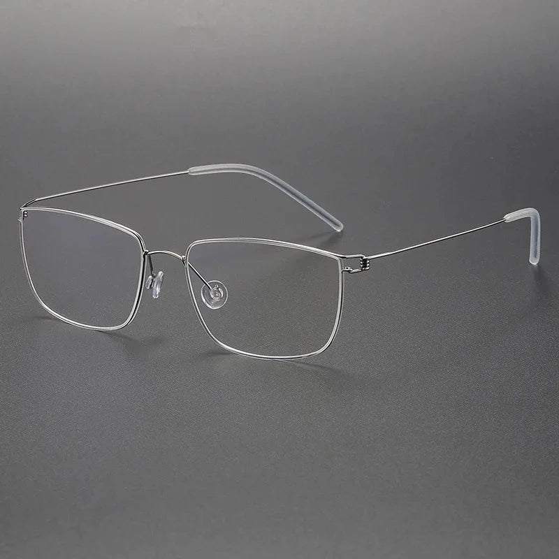 Aimee Unisex Full Rim Square Screwless Titanium Eyeglasses Nicholas - Silver | Aimee at FuzWeb