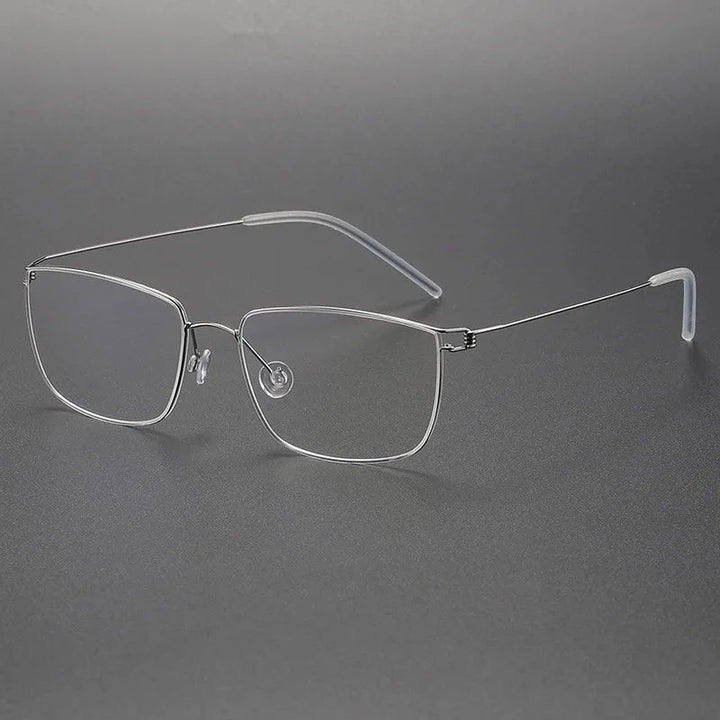 Aimee Unisex Full Rim Square Screwless Titanium Eyeglasses Nicholas - Silver | Aimee at FuzWeb