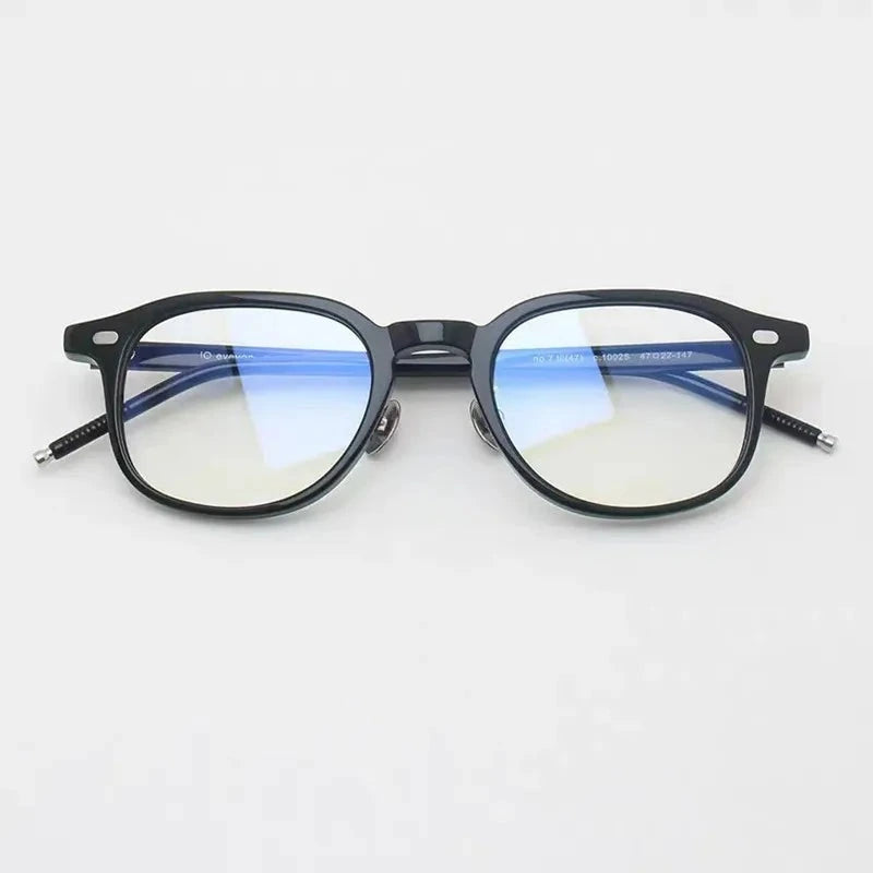 Aimee Unisex Full Rim Square Acetate Eyeglasses No7 - Black