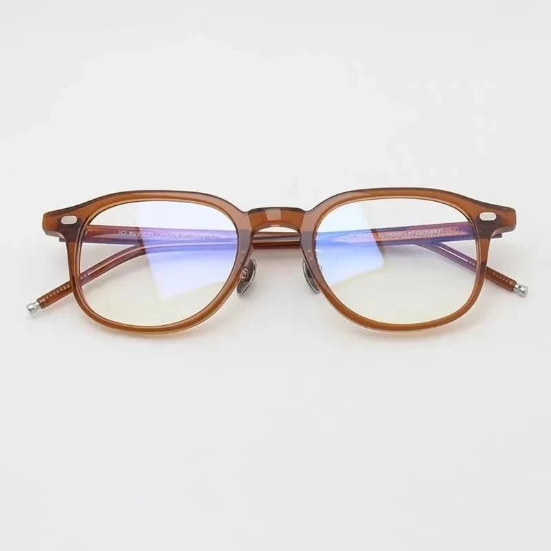 Aimee Unisex Full Rim Square Acetate Eyeglasses No7 - Brown
