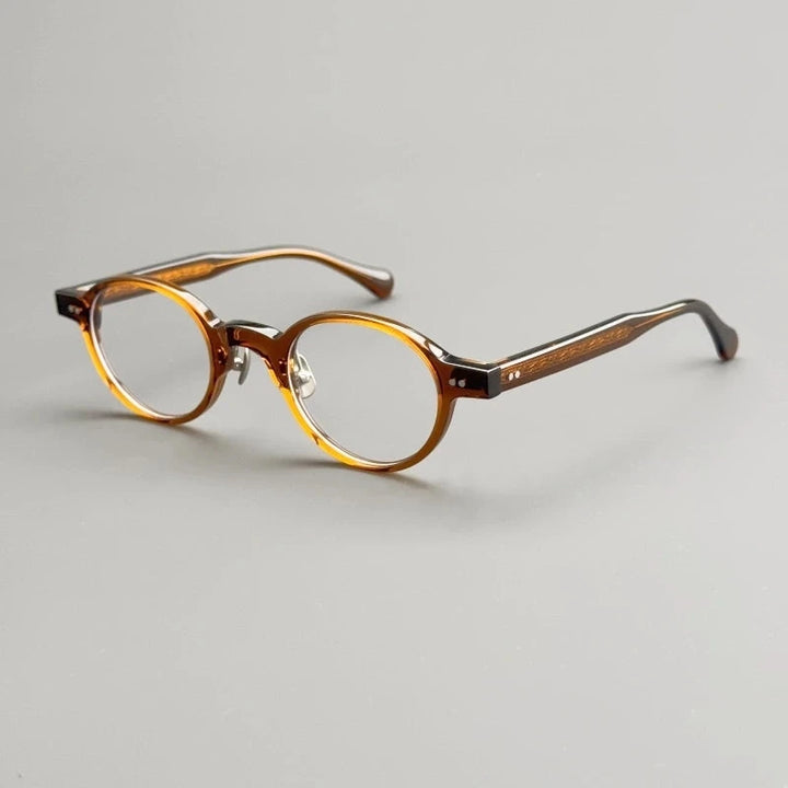 Aimee Unisex Full Rim Vintage Oval Handmade Acetate Eyeglasses OR48 - Brown | Aimee at FuzWeb