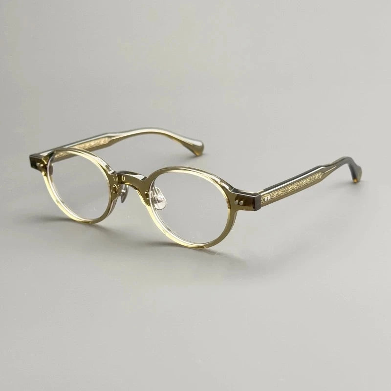 Aimee Unisex Full Rim Vintage Oval Handmade Acetate Eyeglasses OR48 - Green | Aimee at FuzWeb
