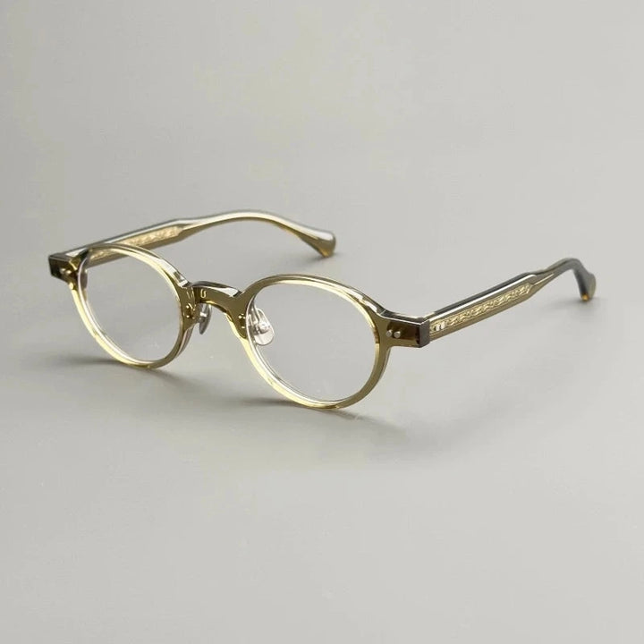 Aimee Unisex Full Rim Vintage Oval Handmade Acetate Eyeglasses OR48 - Green | Aimee at FuzWeb