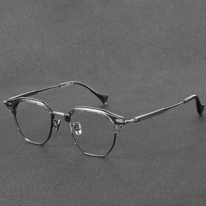 Aimee Unisex Full Rim Polygon Titanium Acetate Eyeglasses OTW6022 — view 1 | Aimee at FuzWeb