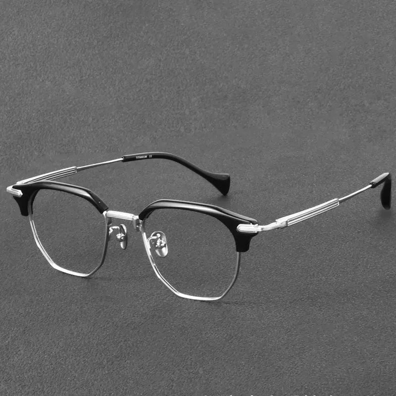 Aimee Unisex Full Rim Polygon Titanium Acetate Eyeglasses OTW6022 — view 3 | Aimee at FuzWeb
