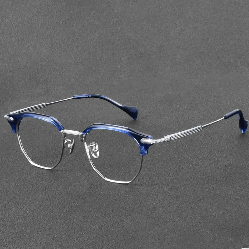 Aimee Unisex Full Rim Polygon Titanium Acetate Eyeglasses OTW6022 — view 2 | Aimee at FuzWeb