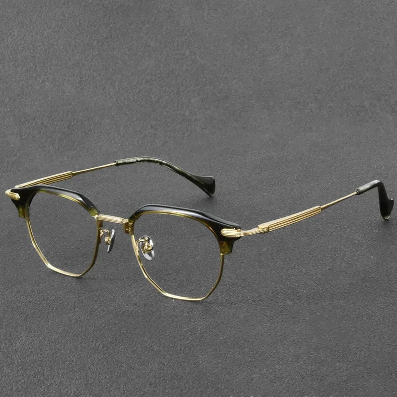 Aimee Unisex Full Rim Polygon Titanium Acetate Eyeglasses OTW6022 — view 4 | Aimee at FuzWeb